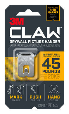3M CLAW™ 45 lb. Drywall Picture Hanger With Spot Markers (1 pack)