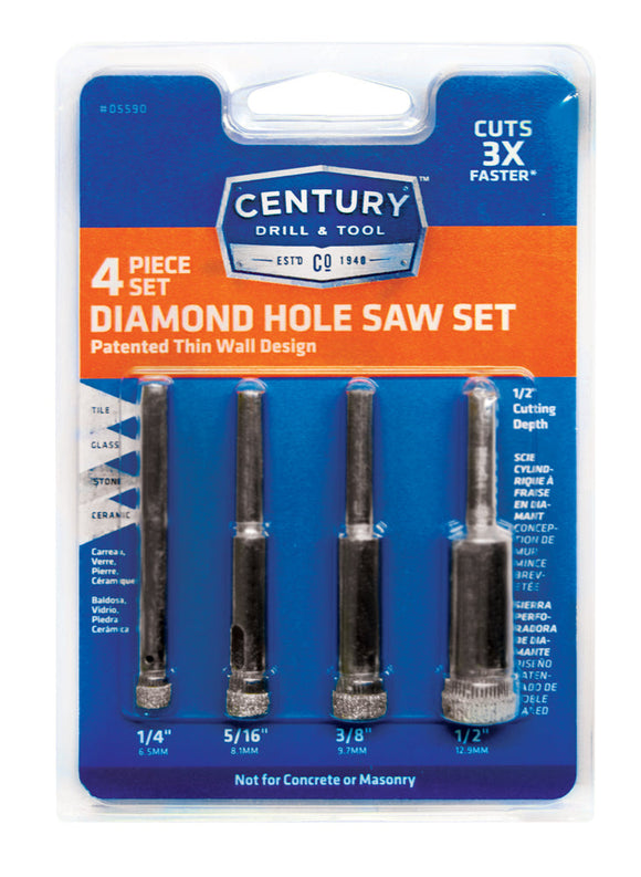 Century Drill And Tool 4 Piece Diamond Hole Saw Set (4 Piece)