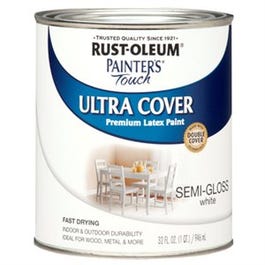 Painter's Touch Premium Latex Paint, Semi-Gloss, White, 1-Qt.