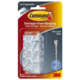 Flat Cord Clip, Clear, Large, 4-Pk.