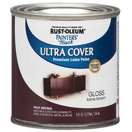 Painter's Touch Ultra Cover Latex Paint, Kona Brown Gloss, 1/2-Pint