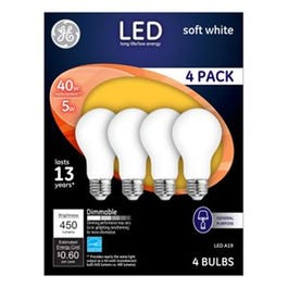 LED Light Bulbs, Frosted Soft White, 5-Watts, 450 Lumens, 4-Pk.