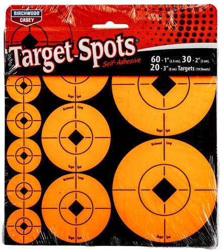 Birchwood Casey 33928 Target Spots  Self-Adhesive Paper Bullseye Black Target Paper w/Orange Target 60-1/30-2/20-3