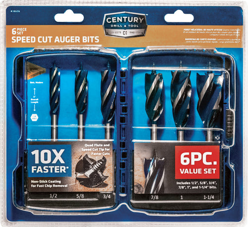 Century Drill And Tool 6 Piece Speed Cut Auger Bit Set