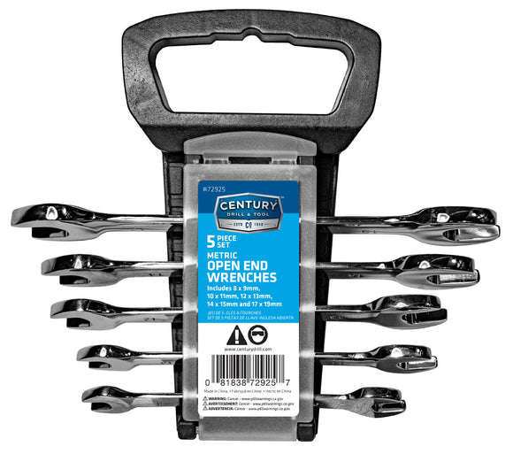 Century Drill And Tool 5 Piece Metric Open-End Wrench Set