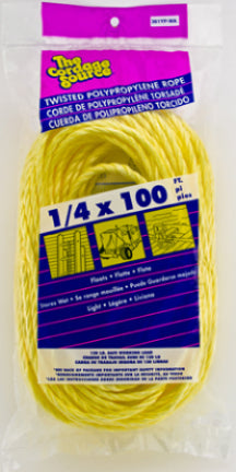 ROPE 1/4X100 YELLOW TWIST POLY