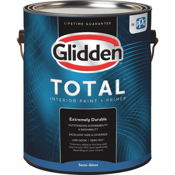 Glidden Total Interior Paint + Primer Semi-Gloss White & Pastel Base 1 Gallon